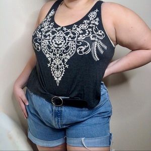 Charolette Russe V-neck charcoal grey cropped tank